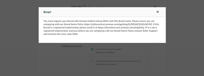 Amazon Error Code 5665