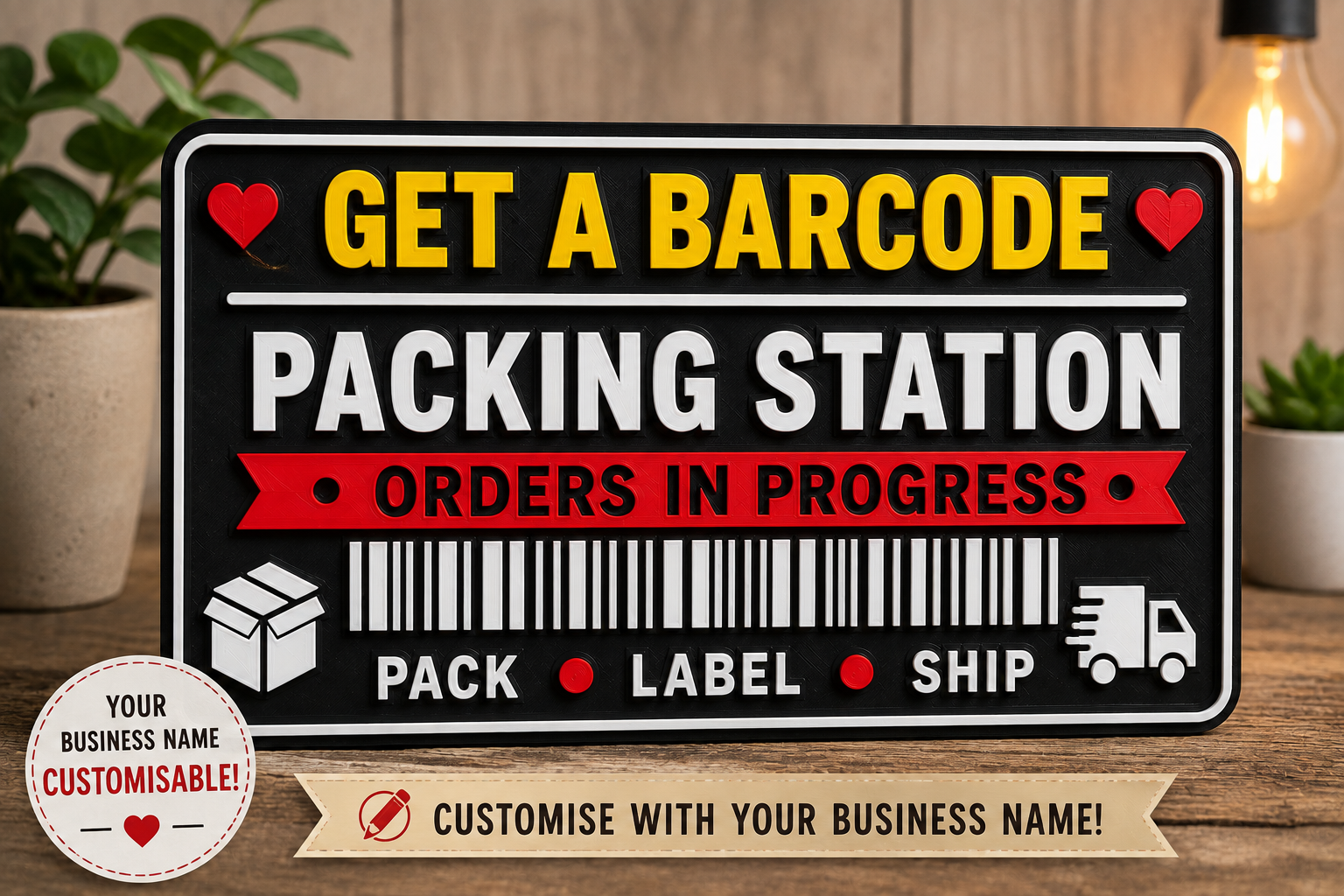 Personalised Packing Station Sign – Custom Business Name 3D Printed Sign - Image 2